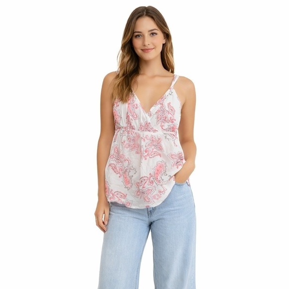 Faded Glory Tops - Y2K Paisley BabyDoll Cami‎ Flowy Tank Top Beach Summer Smocked Women's Sz S